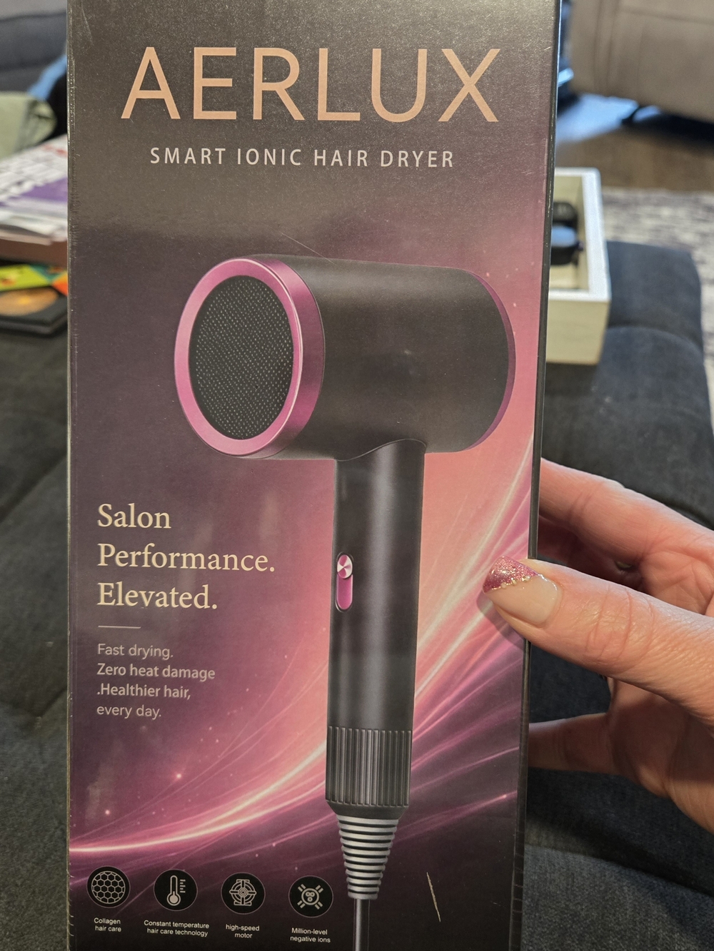 Smart Ionic Hair Dryer — Black with Pink Accents